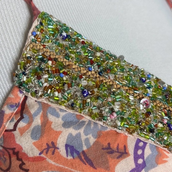 Free People Jeweled Dress Printed Beaded Tiered Ruffle Dress Size Small - Picture 4 of 8